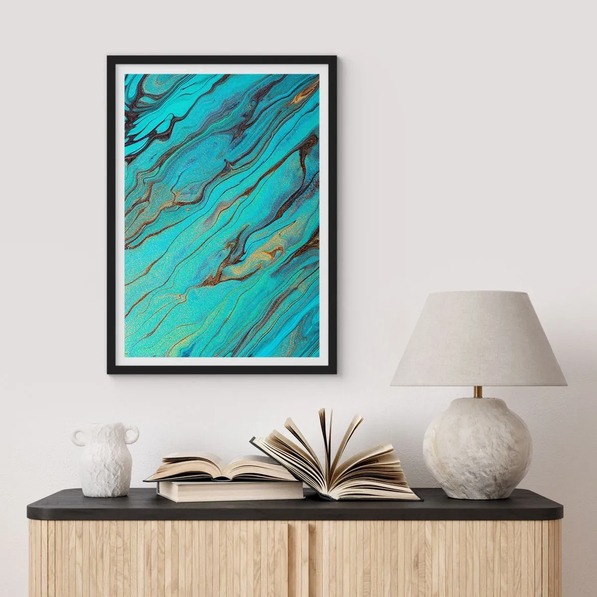 Poster in black frame - Turquoise Tide - 30x40 cm