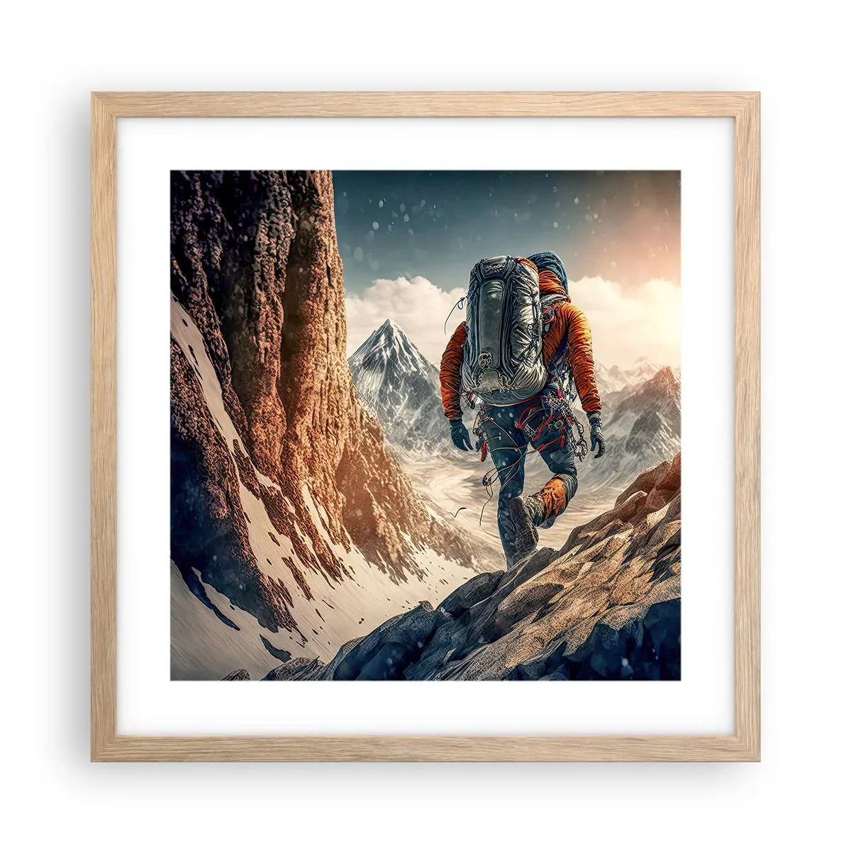 Poster in light oak frame - Lonely Warrior - 40x40 cm