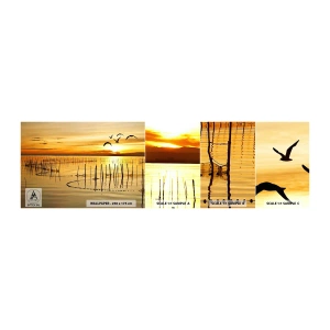Photo Wallpaper Sample Self-Adhesive Deluxe Sticker - At a Fishery - Landscape, Lake, Fishing net - 100x30 cm