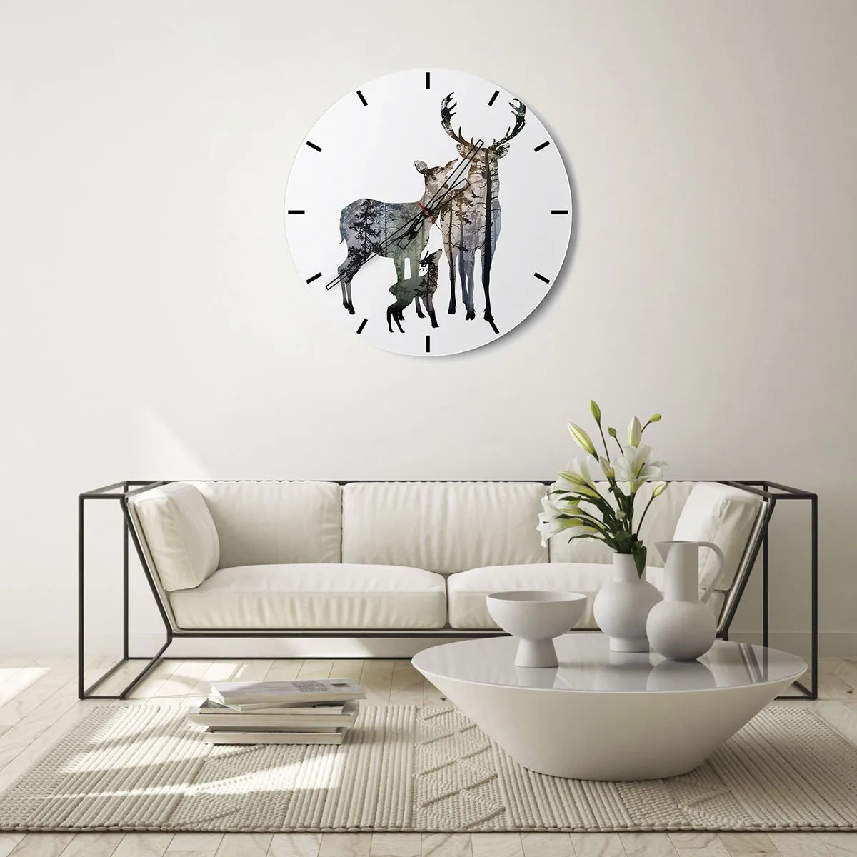 Wall clock - Clock on glass - Family Photo - 40x40 cm