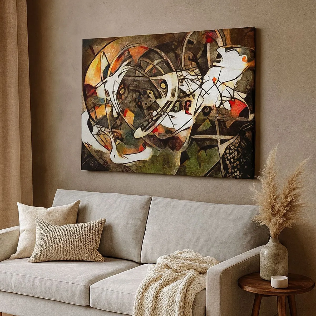 Canvas picture - Expressive abstraction in dark tones with dynamic lines. - 70x50cm - Can You Hear Movement? - Modern wall decoration for the living room and bedroom ARTTOR