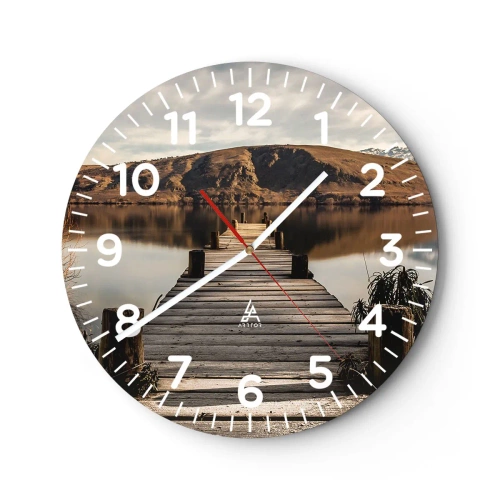 Wall clock - Clock on glass - Landscape in Silence - 40x40 cm