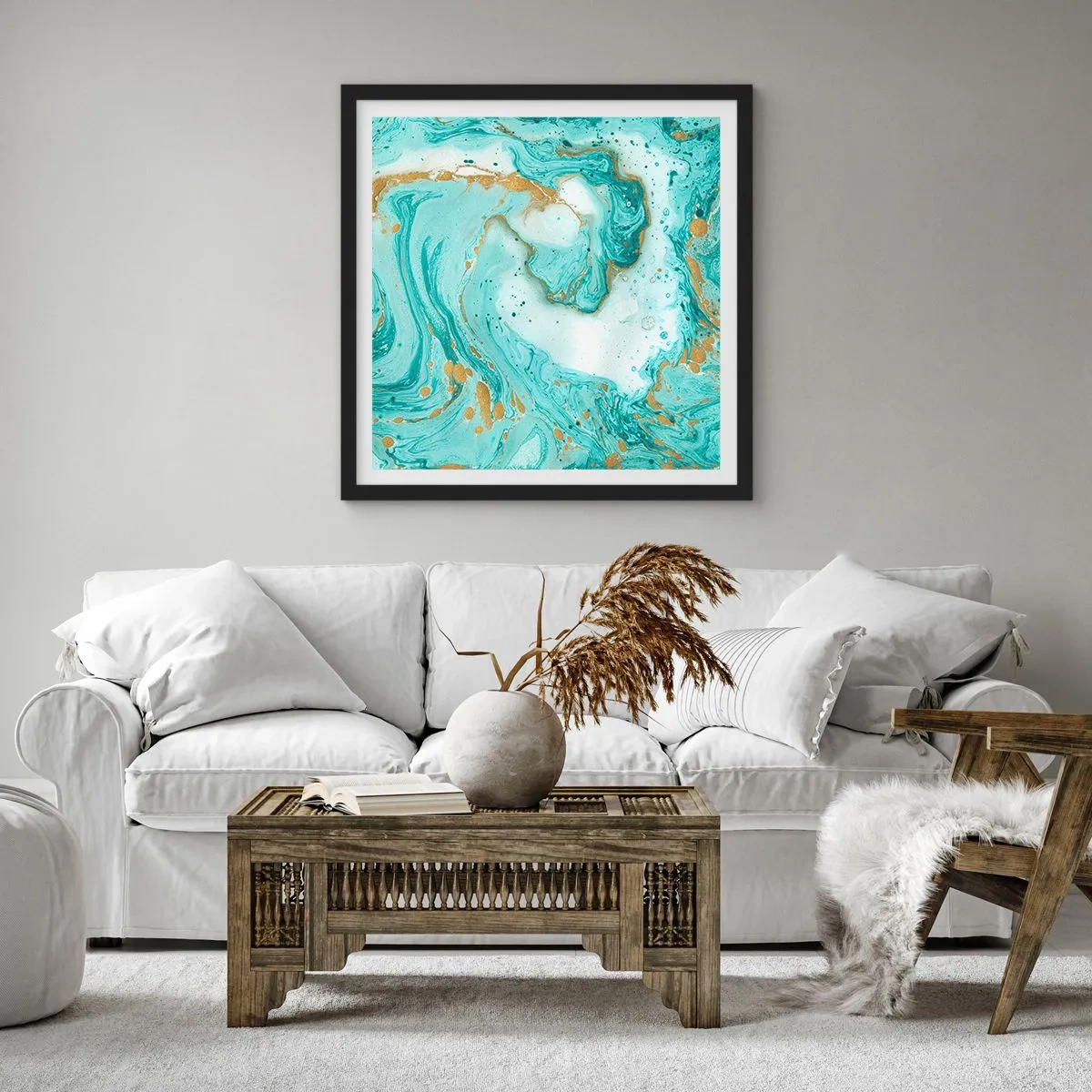 Poster in black frame - Under the Great Wave of the Edo Period - 50x50 cm