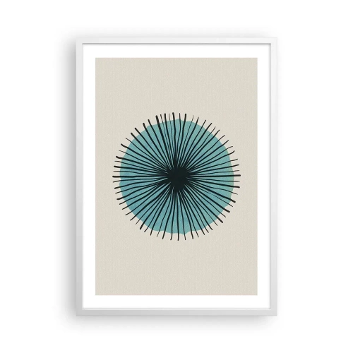 Poster in white frmae - Rays on Blue - 50x70 cm