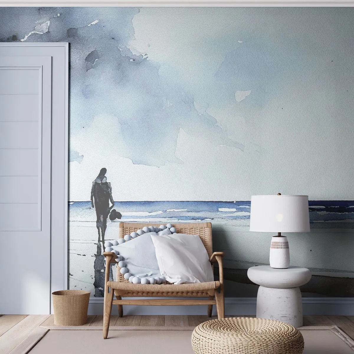 Self-Adhesive Photo Wallpaper Deluxe Sticker - Conversation with the Sea - Lonely, Man, Coast - 100x70 cm