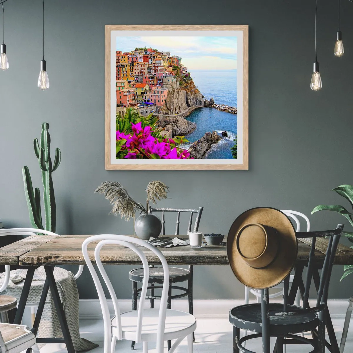 Poster in light oak frame - Laughing City - 50x50 cm