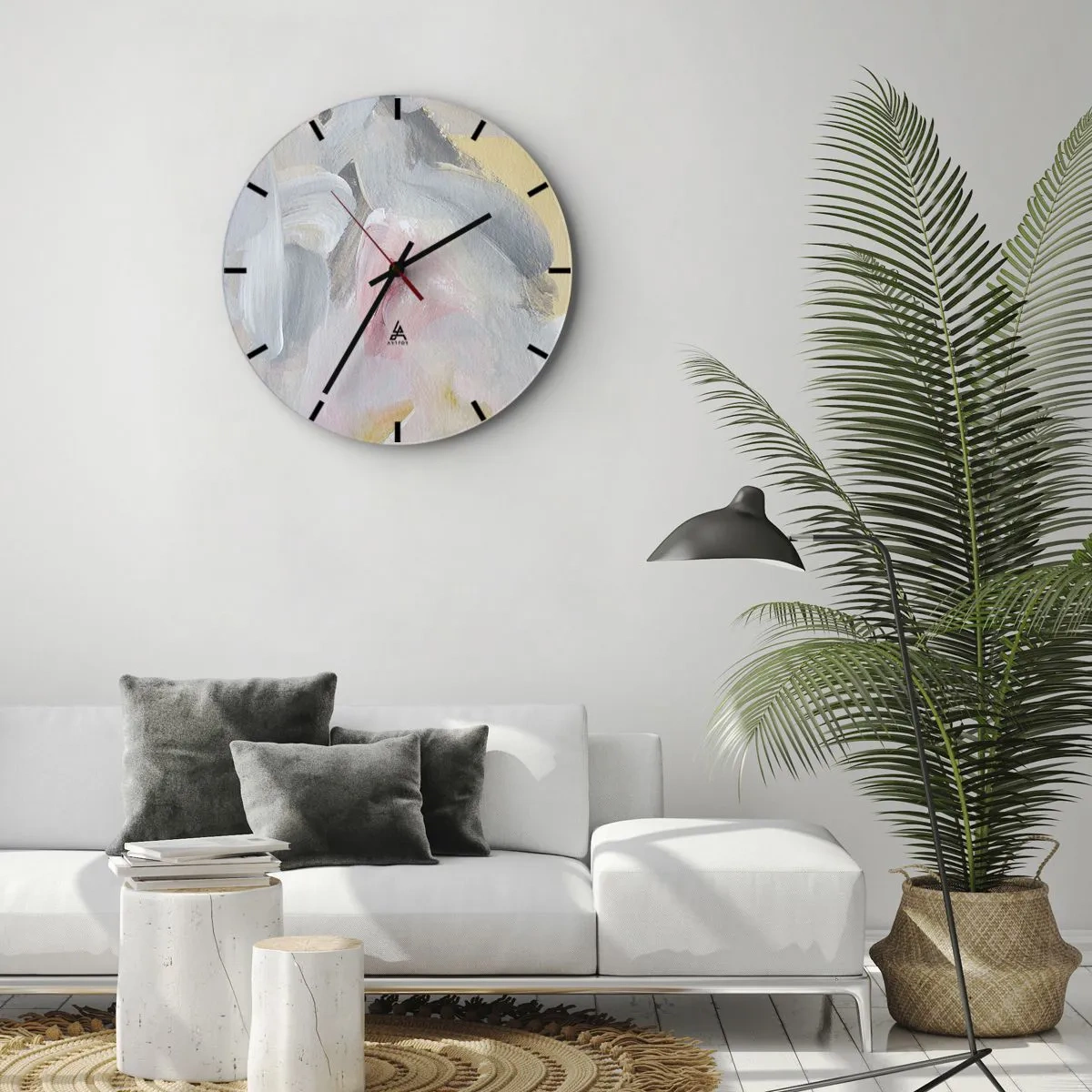 Wall clock - Clock on glass - In a Pastel World - 40x40 cm