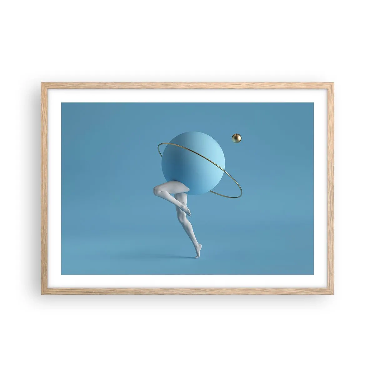 Poster in light oak frame - And Planets Are Going Crazy - 70x50 cm