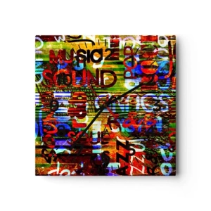 Wall clock - Clock on glass - All Colours of Sound - 40x40 cm
