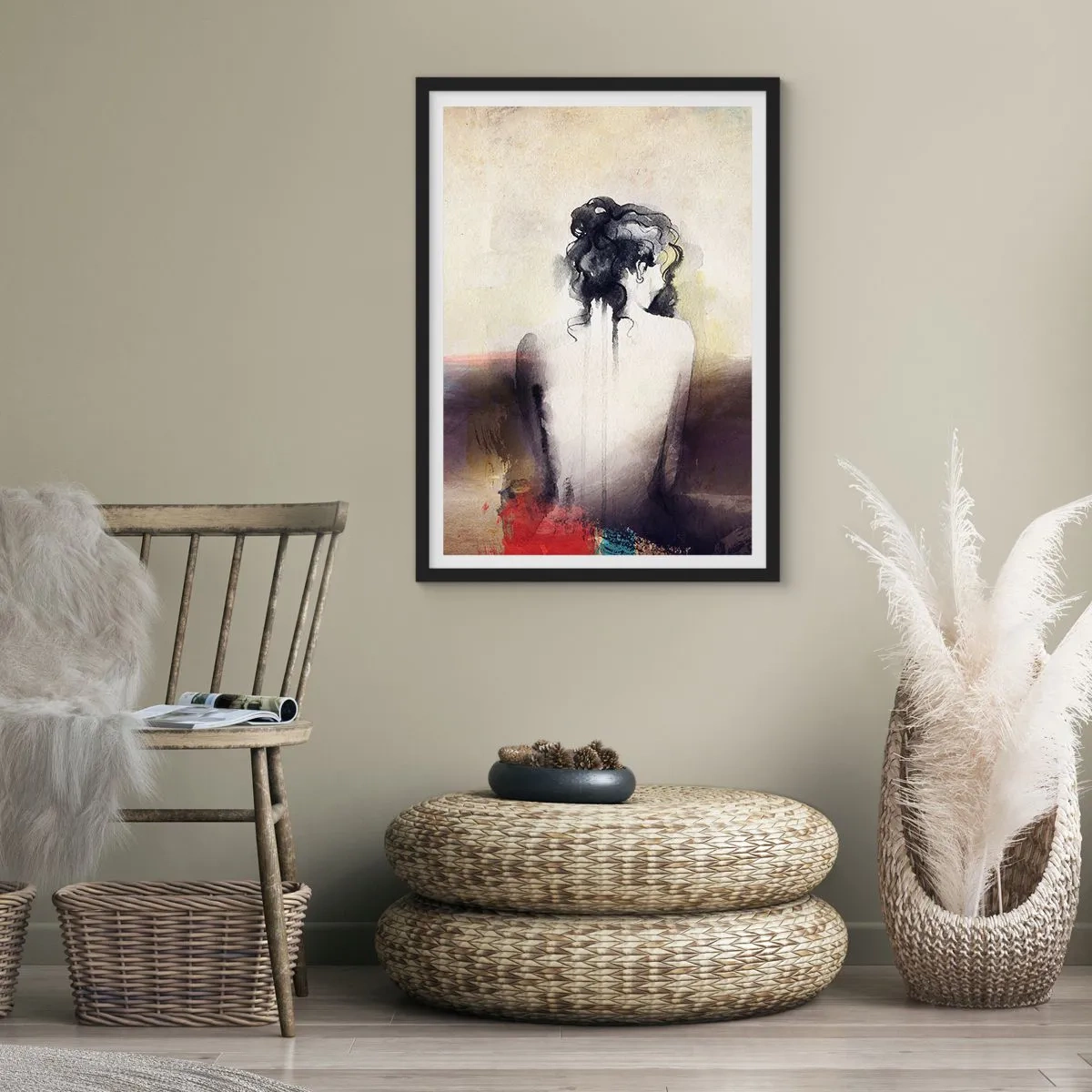 Poster in black frame - Gentle Lines, Oval Shapes - 30x40 cm