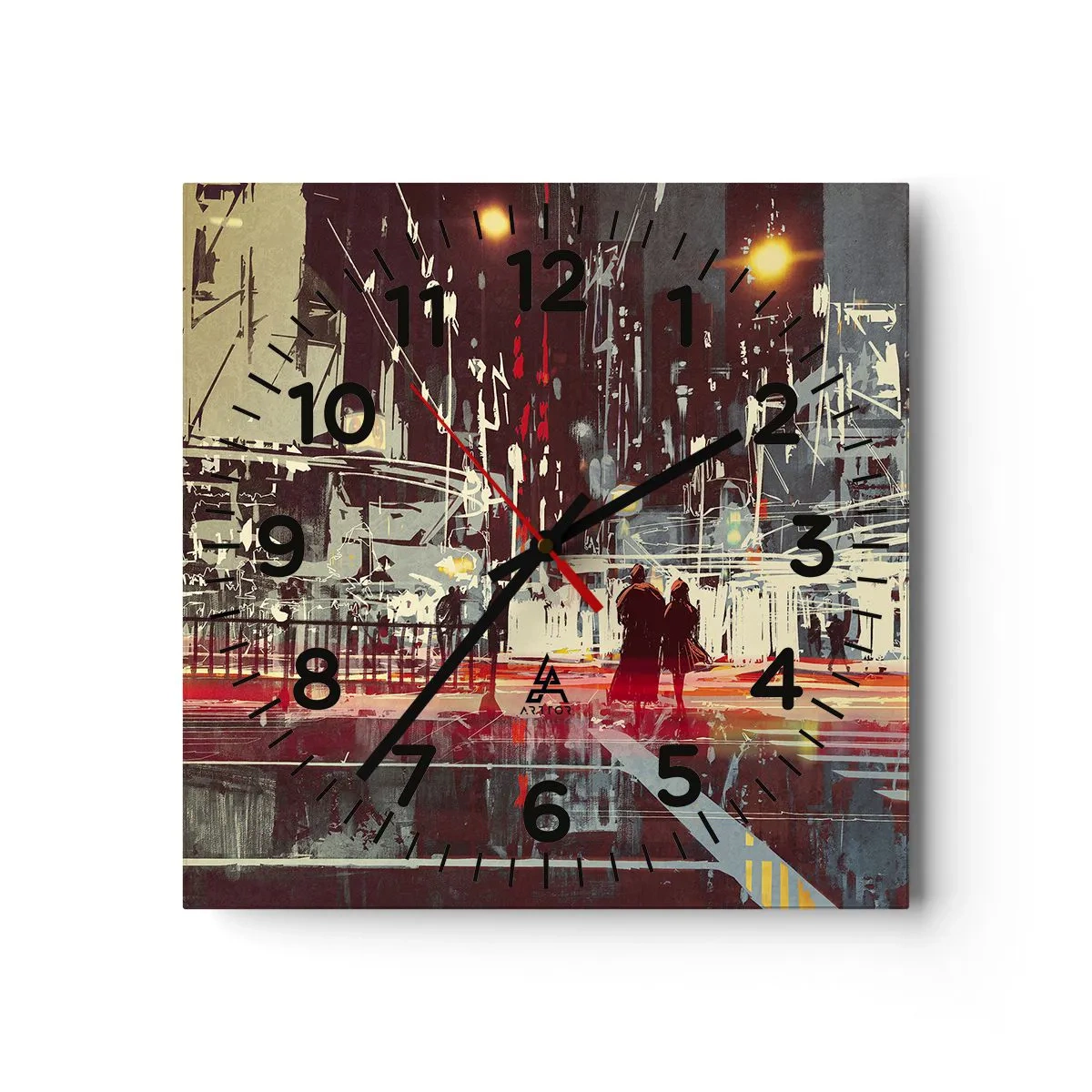 Wall clock - Clock on glass - Big City Trip - 30x30 cm