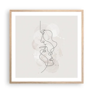 Poster in light oak frame - Tangled up in an Embrace - 60x60 cm