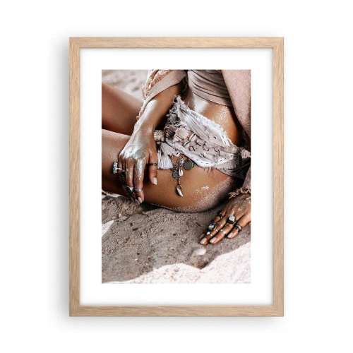 Poster in light oak frame - Thrown Out by the Waves - 30x40 cm