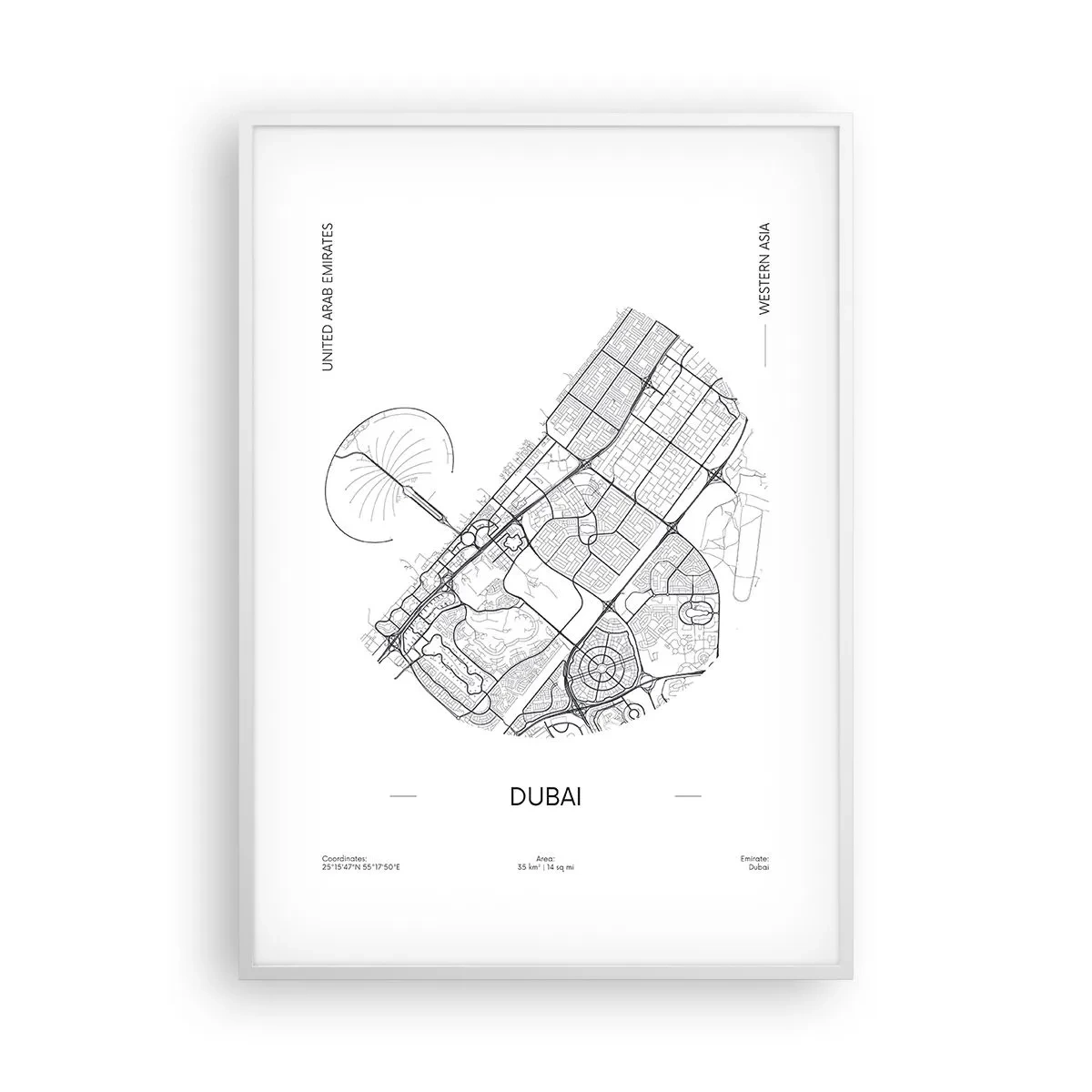 Poster in white frmae - Anatomy of Dubai - 70x100 cm