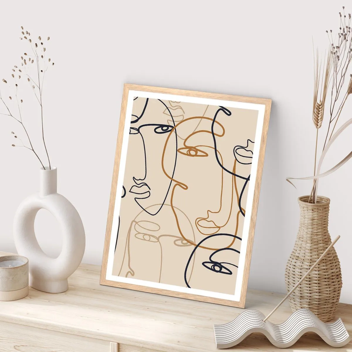 Poster in light oak frame - Multiplied Portrait - 40x50 cm