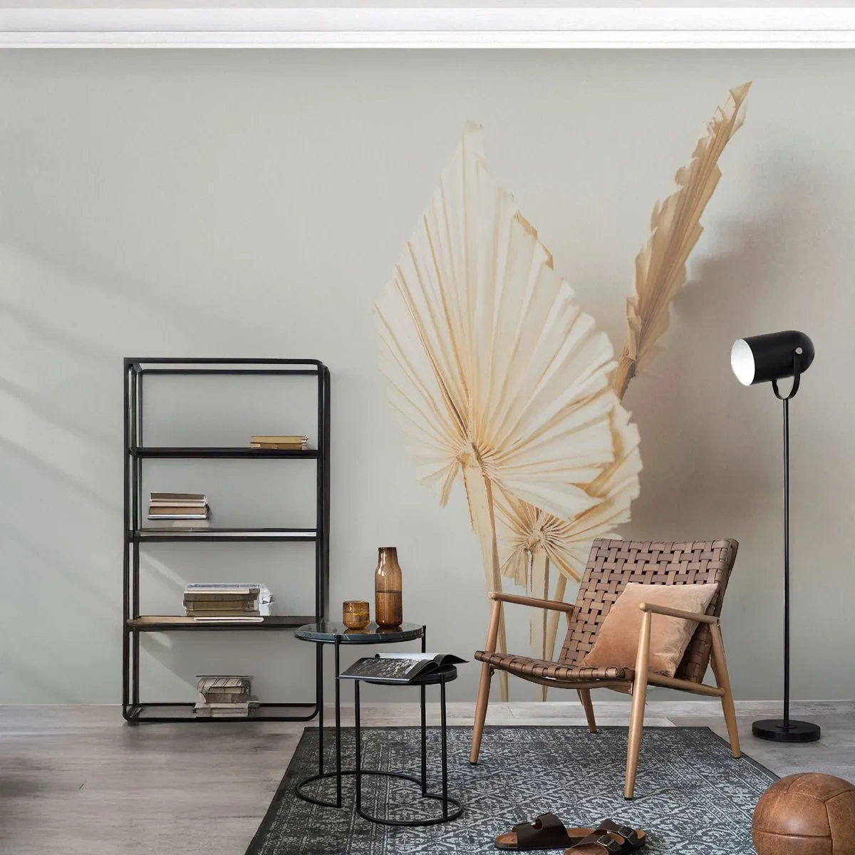 Photo Wallpaper Premium Canvas - When It Needs Calming Down - Bright, Minimalism, Leaf - 350x256 cm