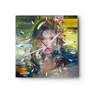 Wall clock - Clock on glass - Behind a Curtain of Air - 40x40 cm