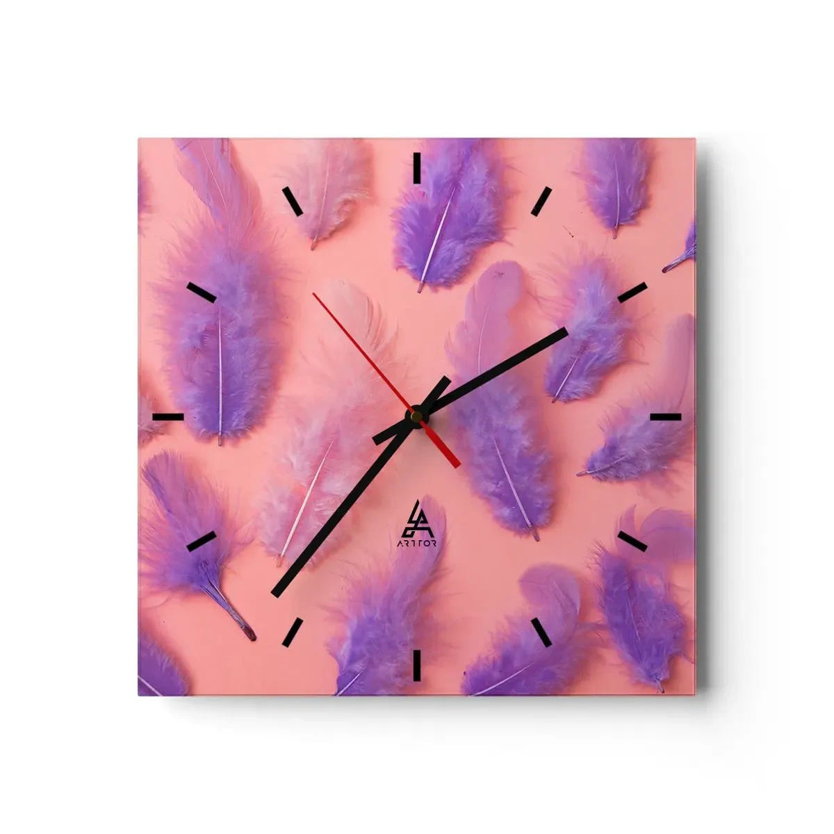 Wall clock - Clock on glass - Lilac Bird of Desire - 30x30 cm