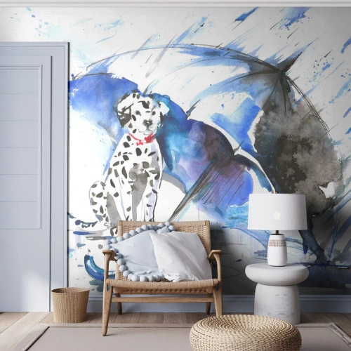 Photo Wallpaper Premium Sand - That's What a Friend Is for - Abstraction, Dog, Rain - 100x70 cm