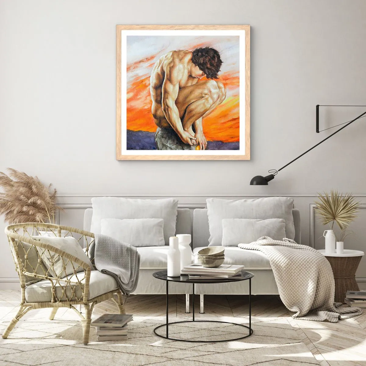 Poster in light oak frame - Submerged in Himself - 40x40 cm