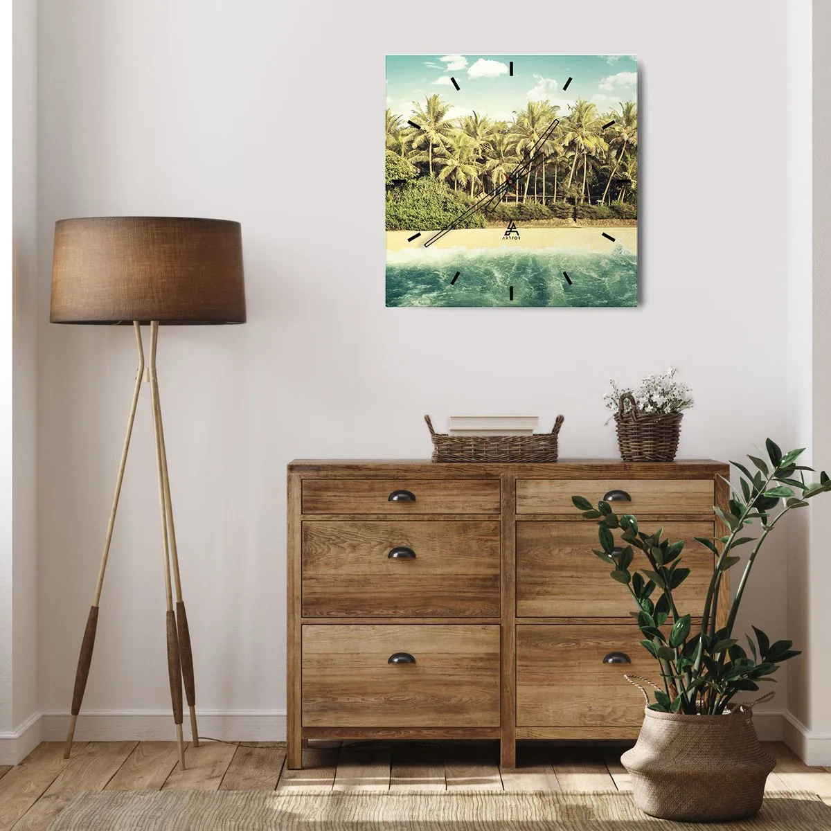 Wall clock - Clock on glass - How about Here? - 40x40 cm