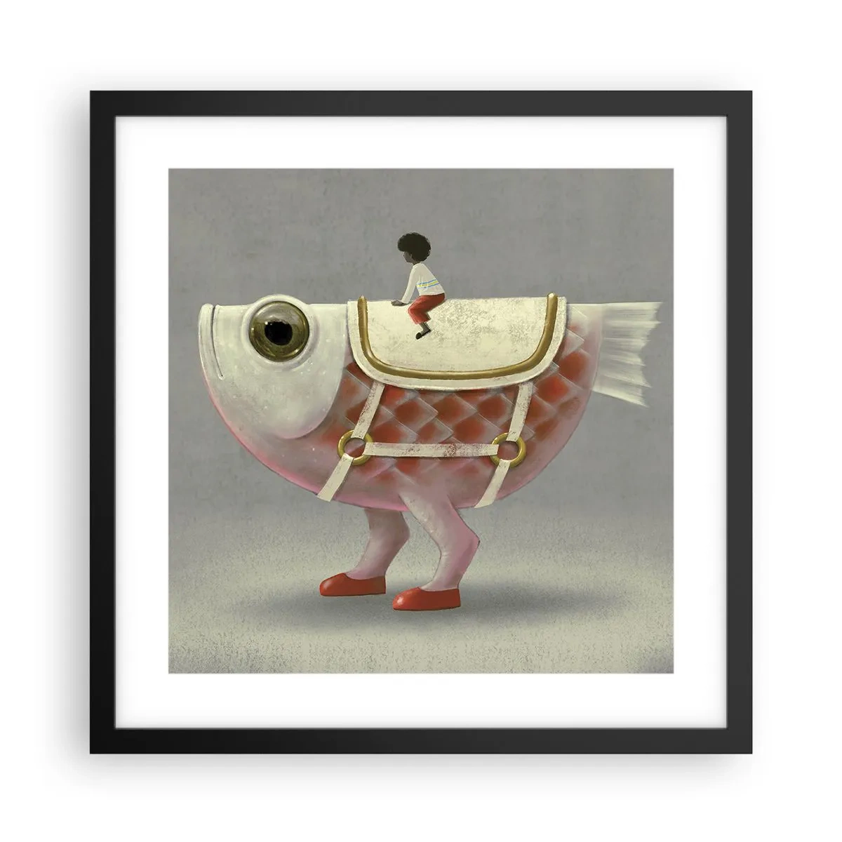 Poster in black frame - Fish Jockey - 40x40 cm