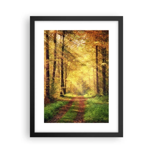 Poster in black frame - Forest Golden silence - 30x40 cm