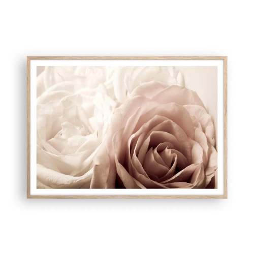 Poster in light oak frame - In the Heart of a Rose - 100x70 cm