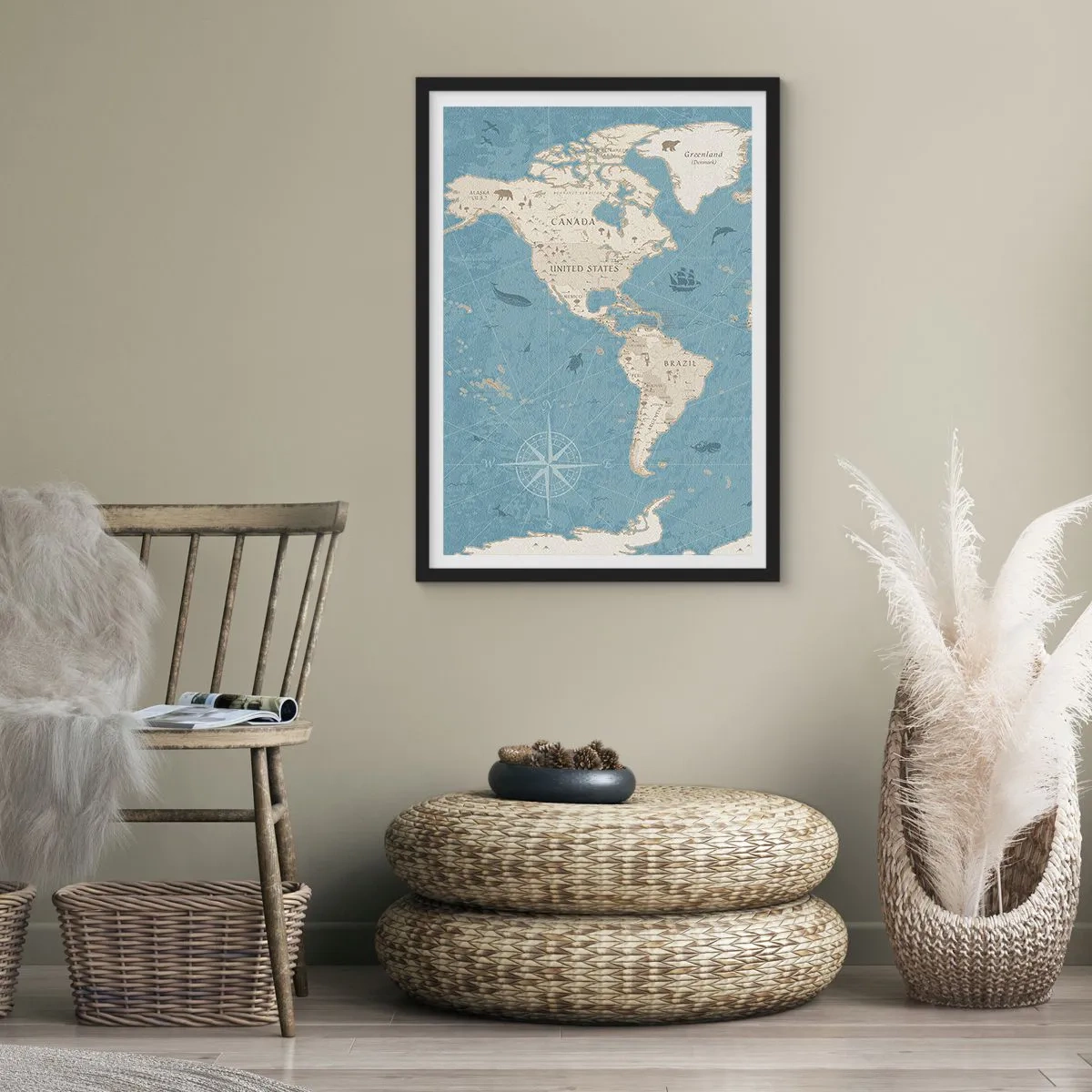 Poster in black frame - World Within Your Fingertips - 50x70 cm