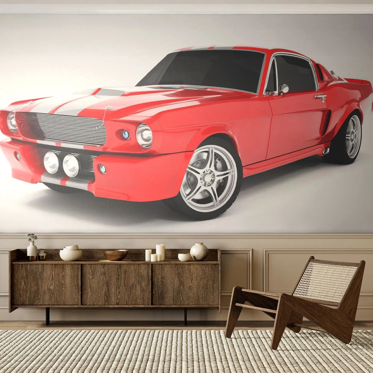 Photo Wallpaper Standard Eco - Mustang fast as a Wind - Automotive, Vintage car, Mustang car 1967 - 200x140 cm