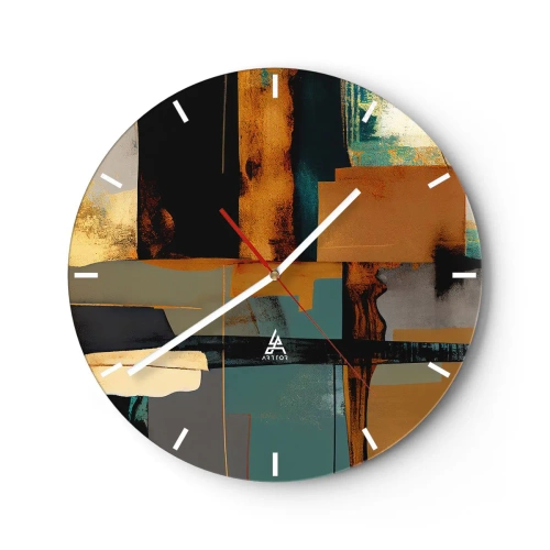 Wall clock - Clock on glass - Abstract - Light and Shadow - 40x40 cm