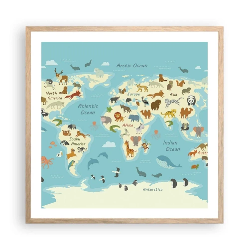 Poster in light oak frame - Good Neighbours - 60x60 cm