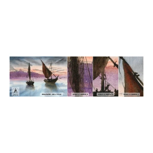 Photo Wallpaper Sample Standard Eco - Evening at the Port - Sailboats, Seaside, Landscape - 100x30 cm
