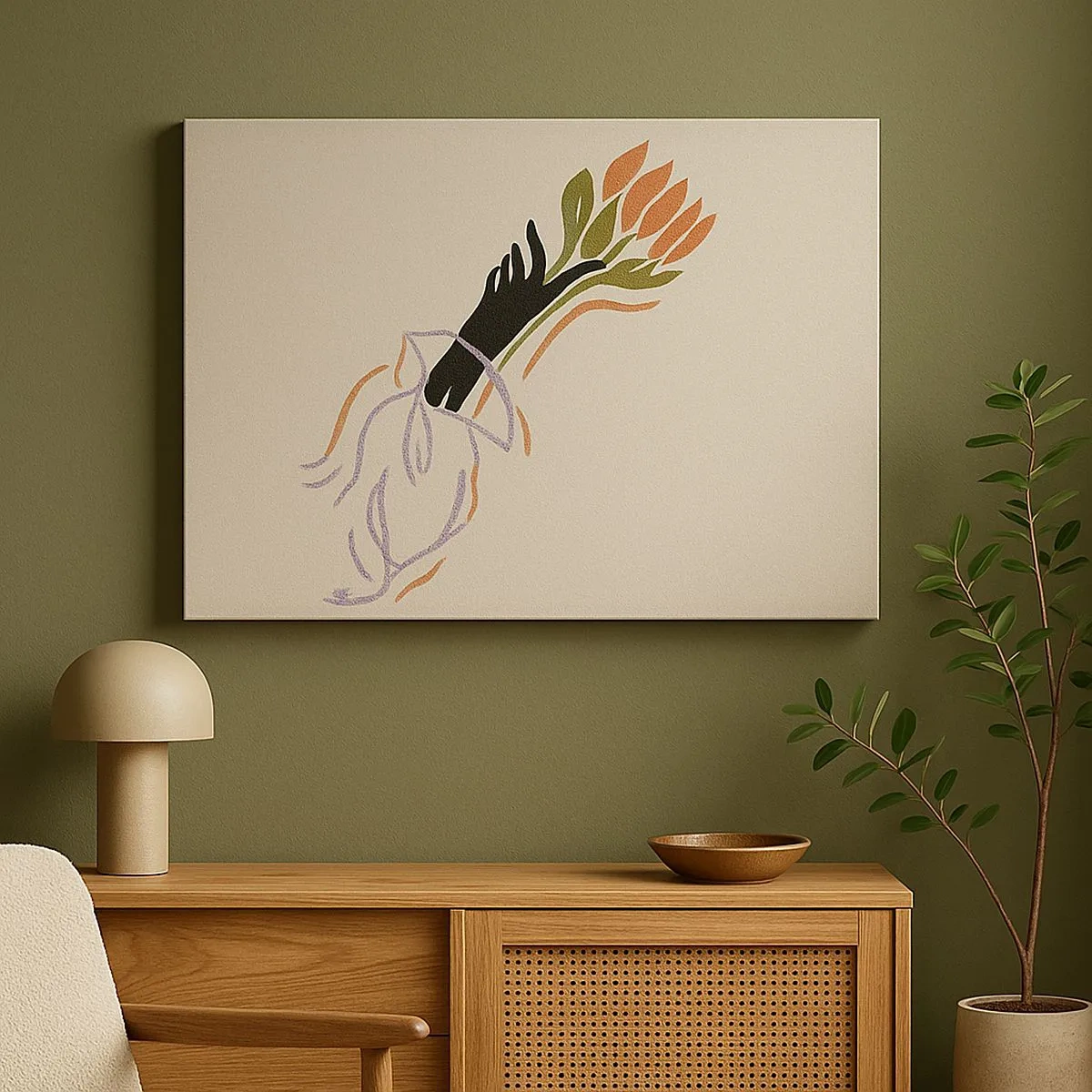 Canvas picture - A minimalist bouquet of flowers in a delicate style - 70x50cm - Sister Touch - Modern wall decoration for the living room and bedroom ARTTOR