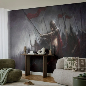 Photo Wallpaper Standard Eco - Warriors in armor in the rain on the battlefield - 100x70cm - Passerby, Tell Sparta… - Modern wall decoration for the living room and bedroom ARTTOR
