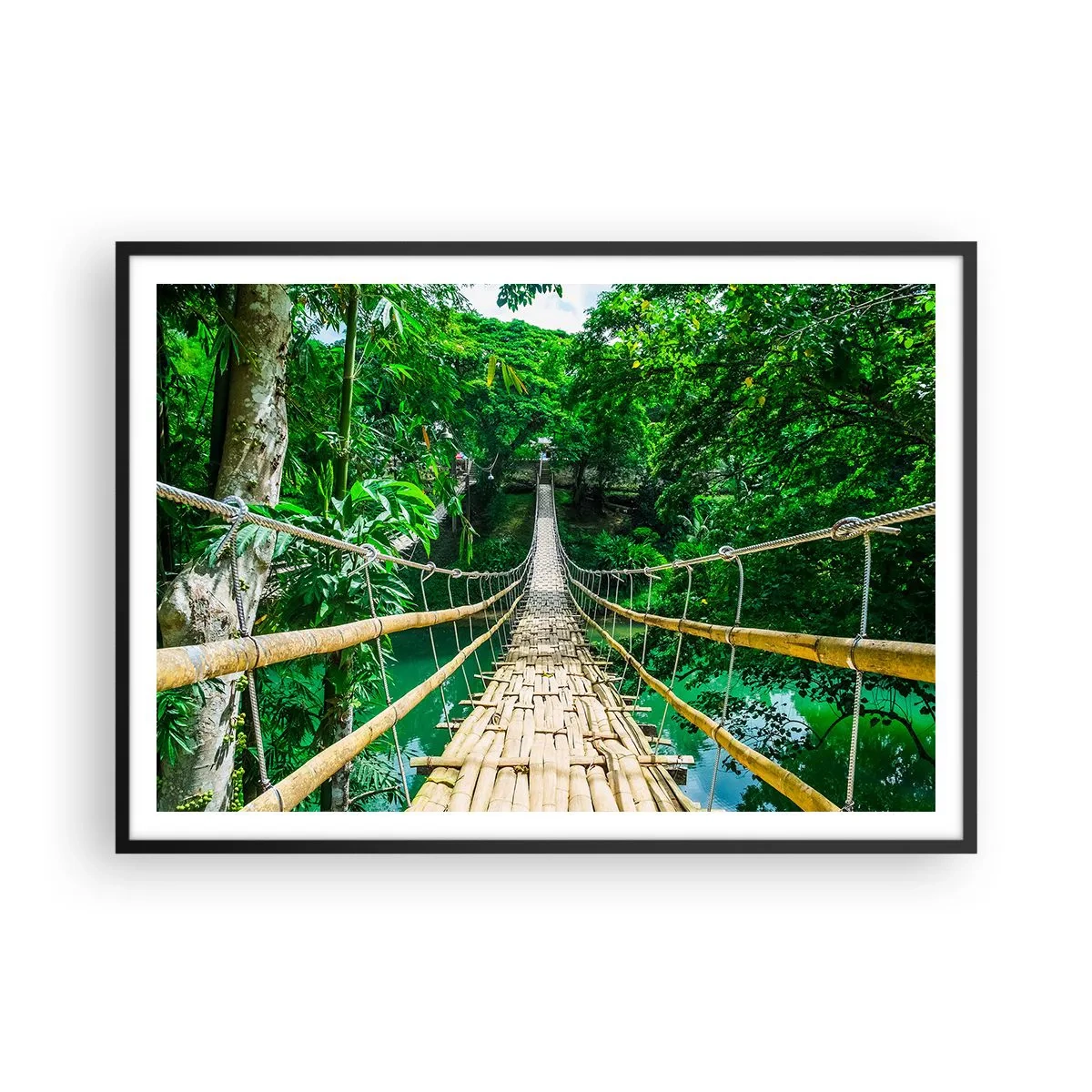 Poster in black frame - Small Bridge over the Green - 100x70 cm