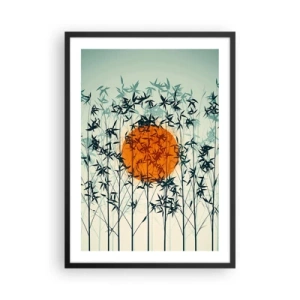 Poster in black frame - The sun behind the bamboo branches - 50x70cm - Japanese Sun - Modern wall decoration for the living room and bedroom ARTTOR