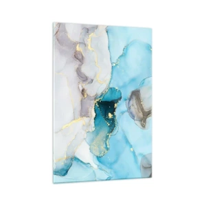 Glass picture - Study in Grey and  Turquoise Encounter - 70x100 cm