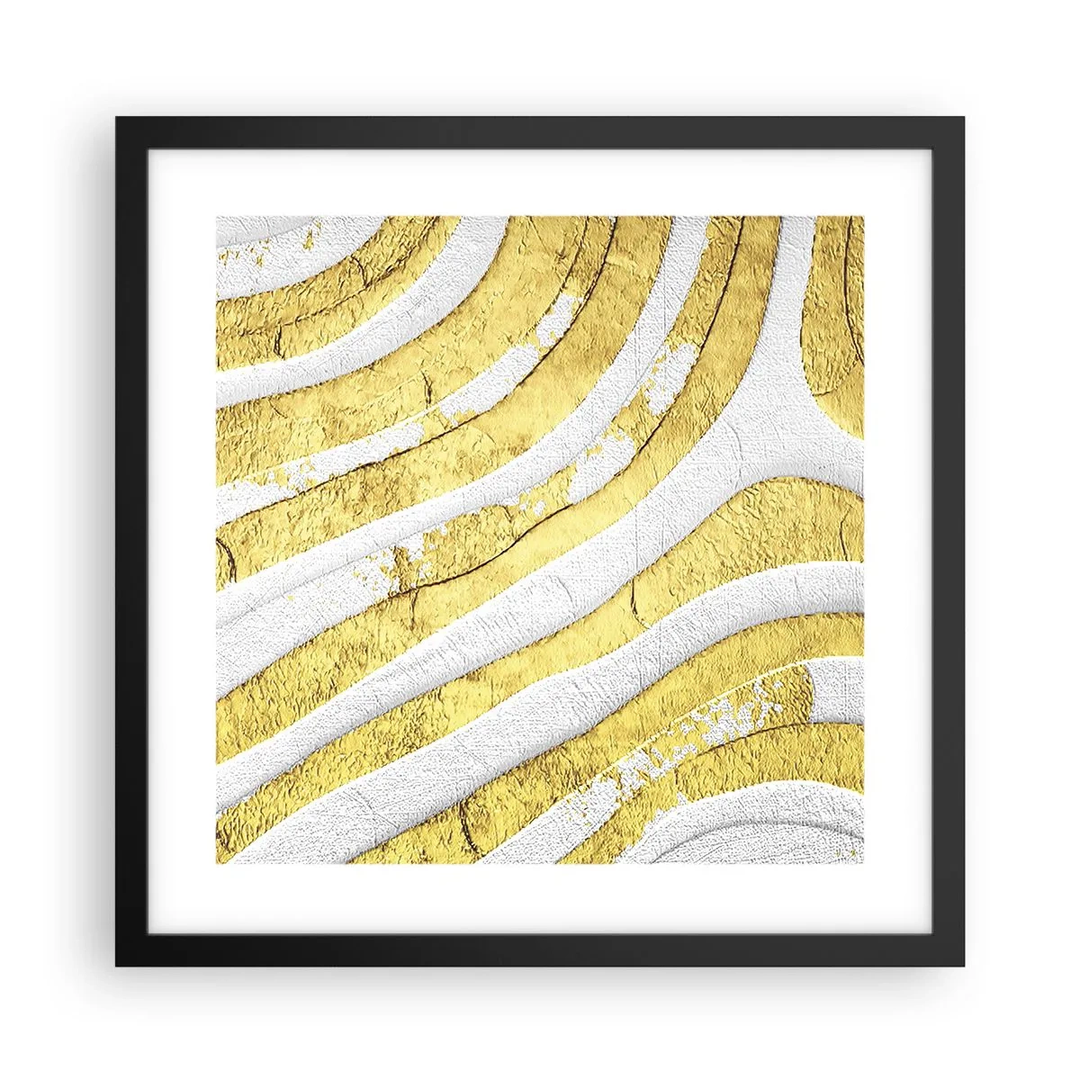 Poster in black frame - Composition in White and Gold - 40x40 cm