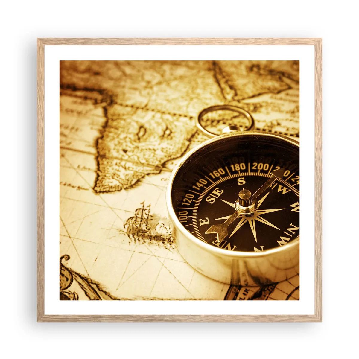 Poster in light oak frame - East or West? - 60x60 cm