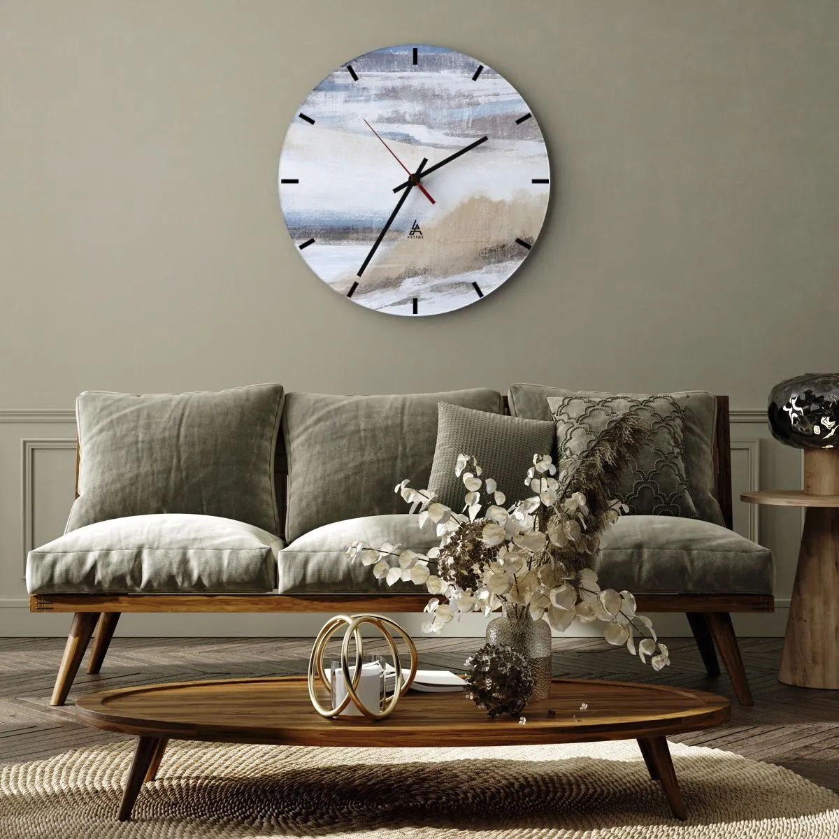 Wall clock - Clock on glass - Winter Composition - 40x40 cm