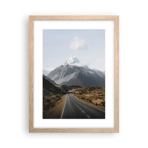 Poster in light oak frame - Road to the Heart of the Mountains - 30x40 cm