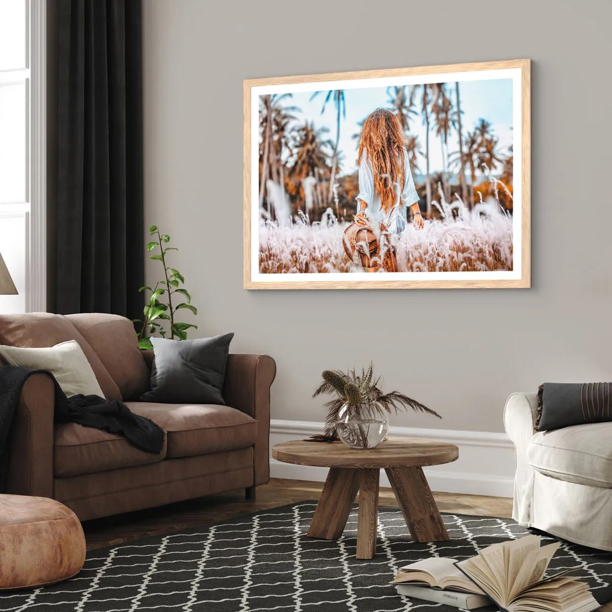 Poster in light oak frame - Born from Grass Fluff - 91x61 cm