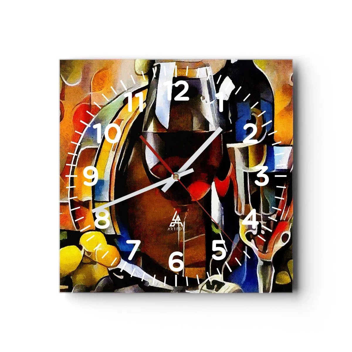 Wall clock - Clock on glass - And The World Fills With Colours - 30x30 cm