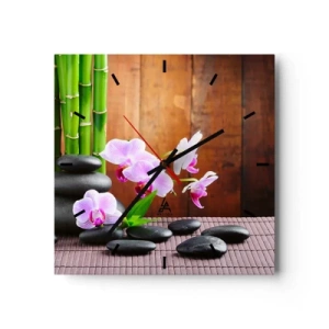 Wall clock - Clock on glass - Get to Know Pleasures of the East - 40x40 cm