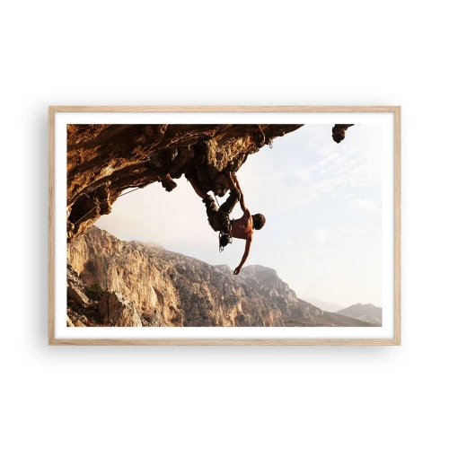 Poster in light oak frame - The Whole World on a Sharp Cliff - 91x61 cm