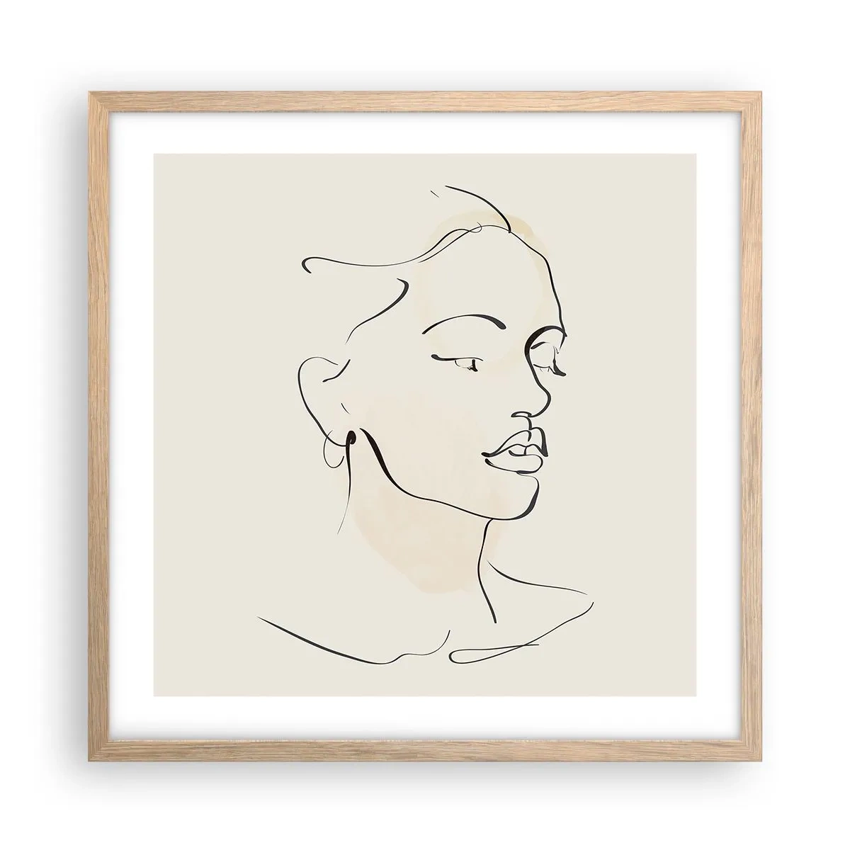 Poster in light oak frame - With a Decisive Line - 50x50 cm