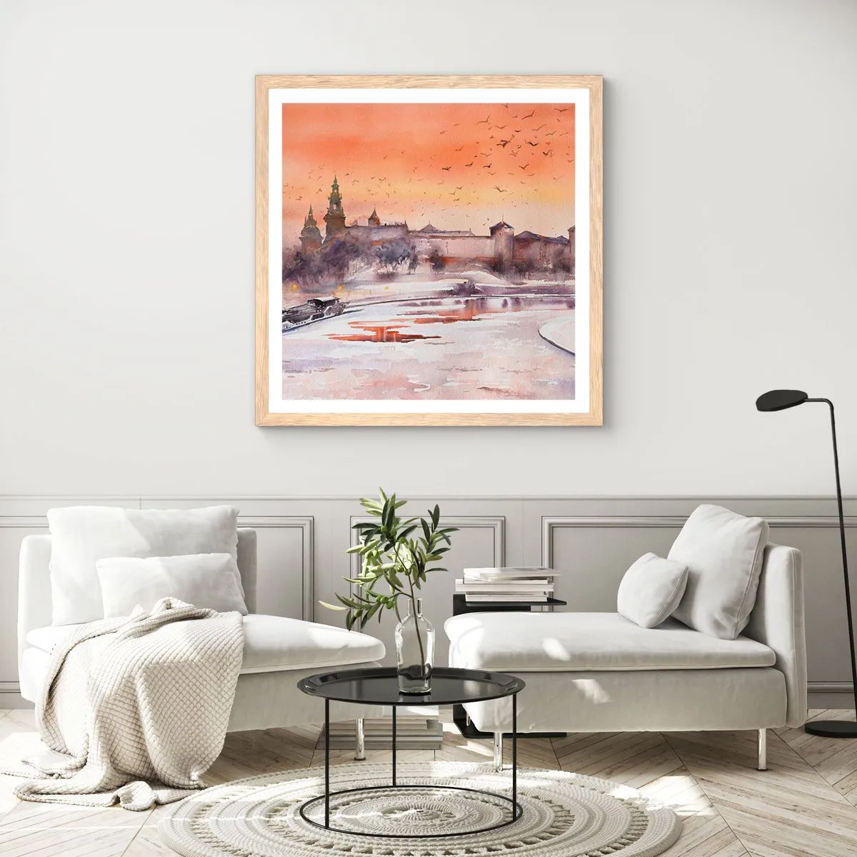 Poster in light oak frame - Royal Sunset - 60x60 cm