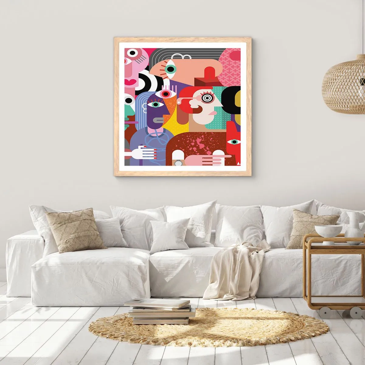 Poster in light oak frame - Picasso Sent Us - 40x40 cm