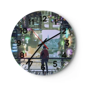 Wall clock - Clock on glass - Two Worlds - 40x40 cm